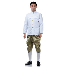 Grey-White-Traditional-Thai-Dress-Thai-Costume-For-Men-THAI334